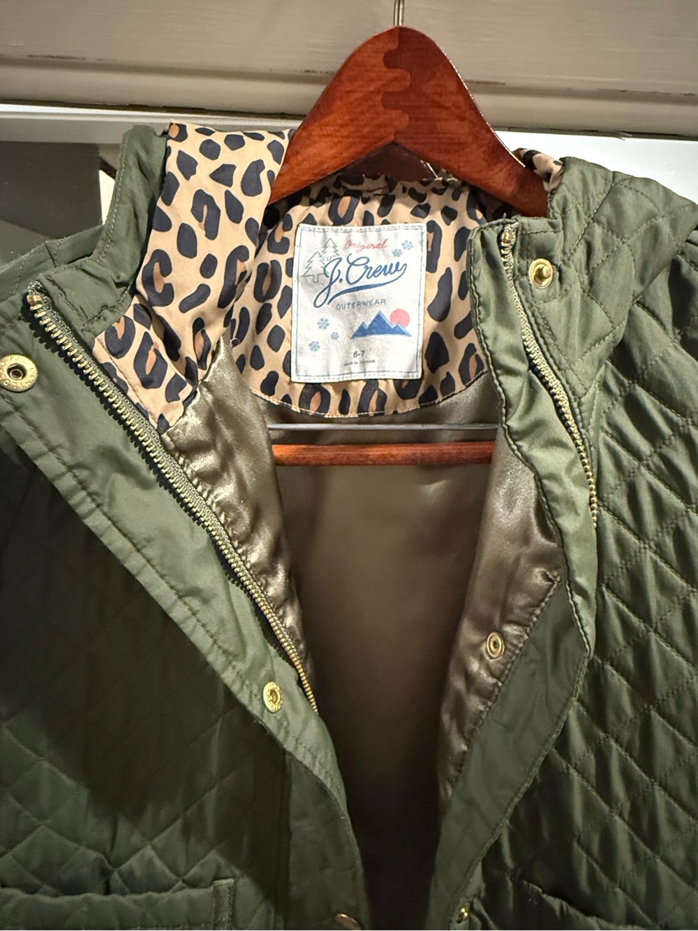 J. Crew Olive Quilted Hooded Puffer Jacket for Kids
